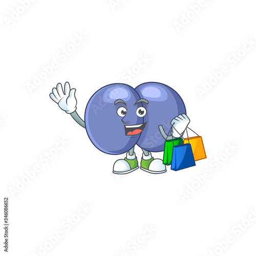 cartoon character concept of rich streptococcus pneumoniae with shopping bags