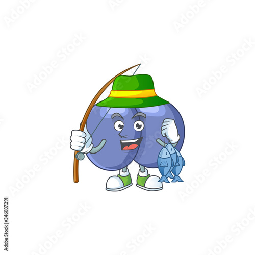 A Picture of streptococcus pneumoniae fisher mascot design catch a fish