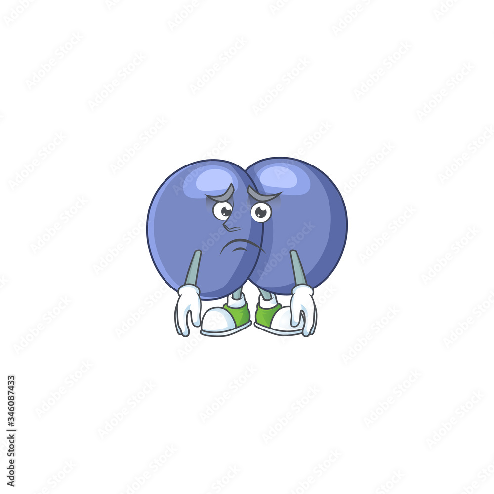 Cartoon picture of streptococcus pneumoniae with worried face