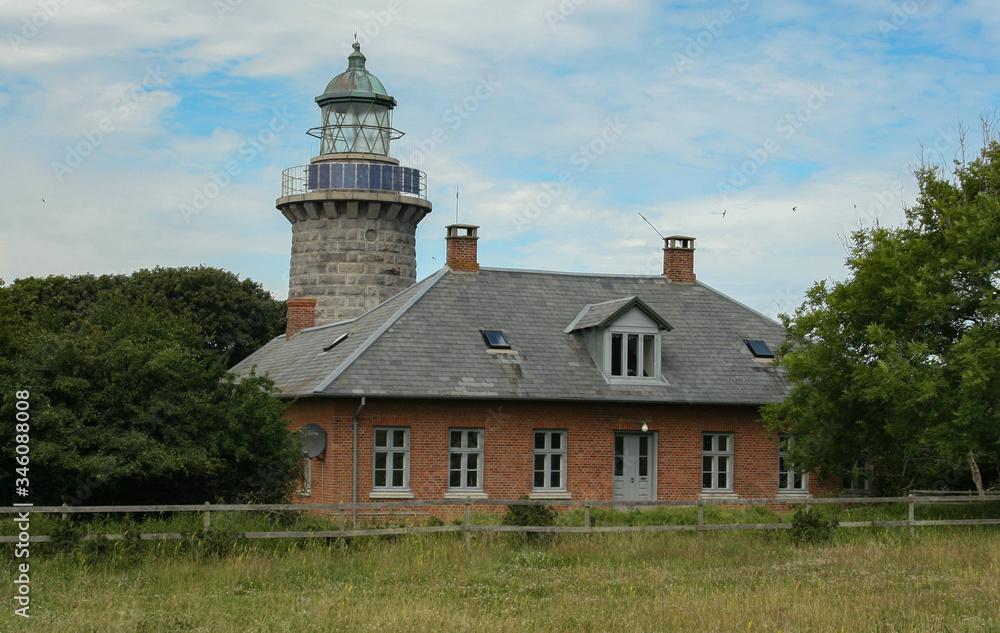 LIghthouse with blue sky æbleø in Denmark