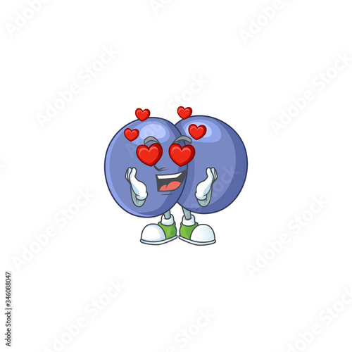 Charming streptococcus pneumoniae cartoon character with a falling in love face