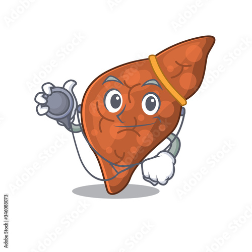 Human fibrosis liver in doctor cartoon character with tools