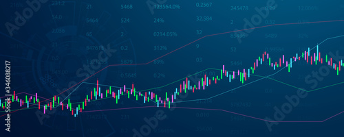 stock market, economic graph with diagrams, business and financial concepts and reports, abstract technology communication concept vector background