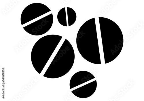 Icono negro de pastillas y píldoras. 
