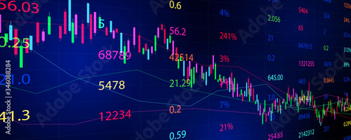 stock market, economic graph with diagrams, business and financial concepts and reports, abstract technology communication concept vector background