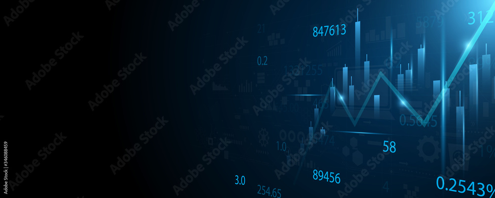 stock market, economic graph with diagrams, business and financial concepts and reports, abstract technology communication concept vector background - obrazy, fototapety, plakaty 