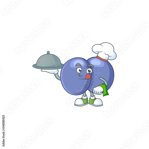 A streptococcus pneumoniae chef cartoon design with hat and tray