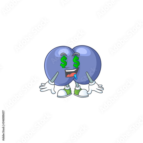 mascot character style of rich streptococcus pneumoniae with money eyes