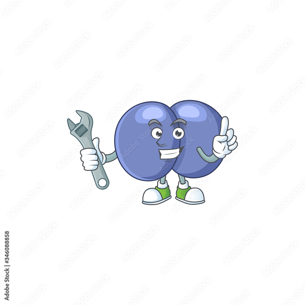 A mechanic streptococcus pneumoniae mascot character fix a broken machine A mechanic streptococcus pneumoniae mascot character fix a broken machine