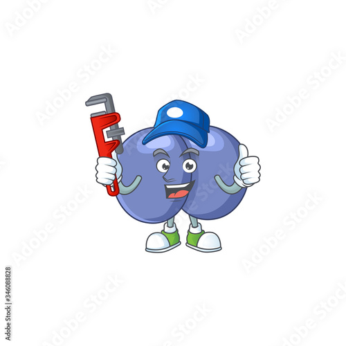 Mascot design concept of streptococcus pneumoniae work as smart Plumber