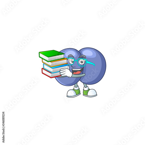 A mascot design of streptococcus pneumoniae student character with book