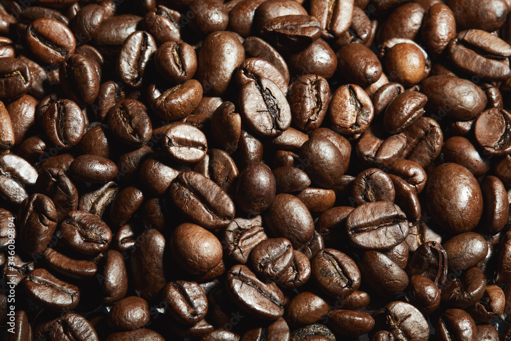Fototapeta premium Coffee beans close-up, background