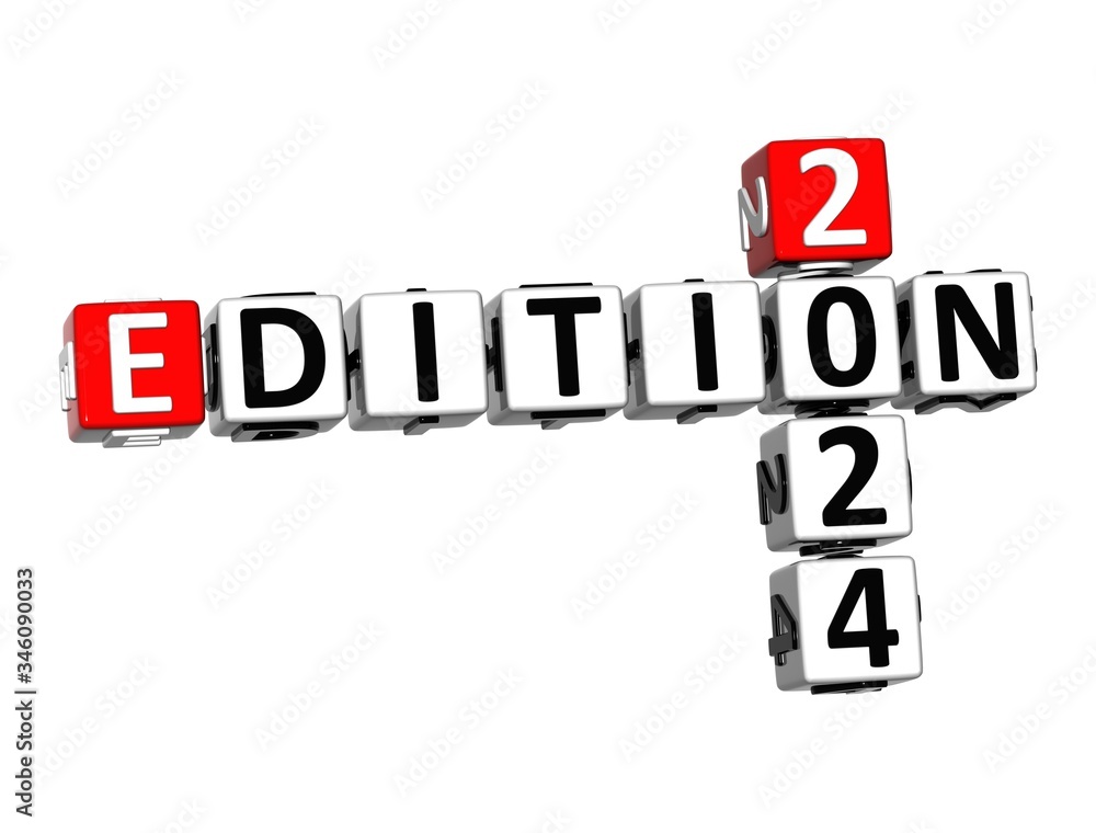 Edition 2024. 3D red-white crossword puzzle on white background. Creative Words. Edition 2024. 3D red-white crossword puzzle on white background. Creative Words.