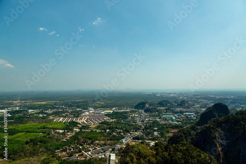 High green mountain with city view