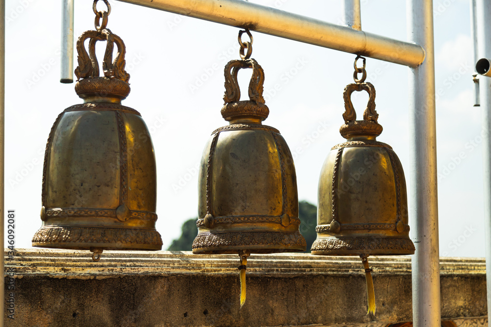 Buddhist bells in Thailand close up Buddhist bells in Thailand close up