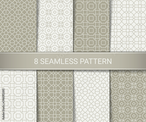 Set of abstract geometric seamless patterns artwork, vector illustration