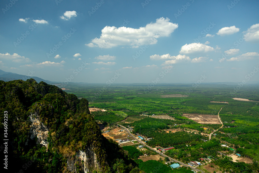 Green mountains at high altitude