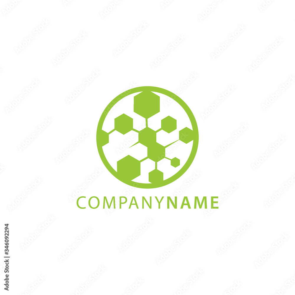 Obraz premium Circle shape with hexagons technology logo