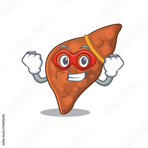 A cartoon character of human fibrosis liver performed as a Super hero