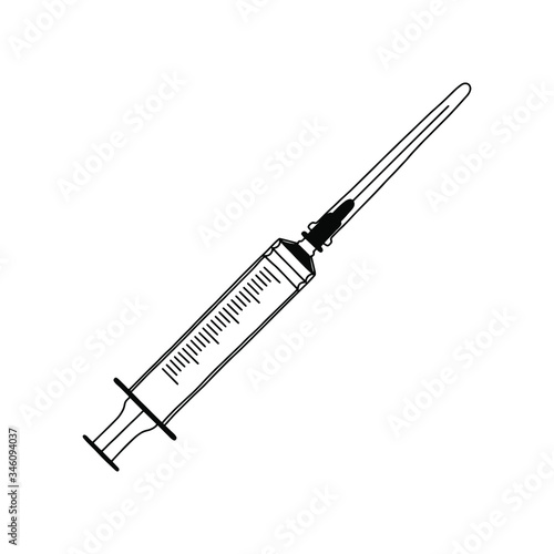 Medical syringe isolated on white background. Simple, vector outline illustration.