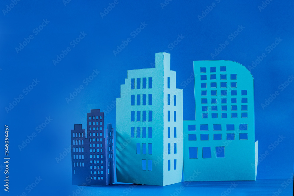 Buildings made of colored cardboard Buildings made of colored cardboard