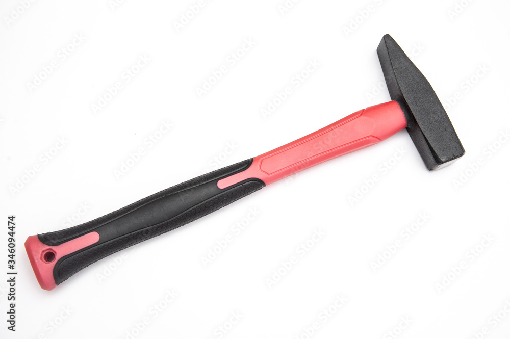 hammer with a red handle on a white background hammer with a red handle on a white background