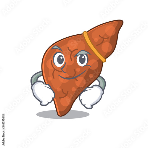 A mascot design of human fibrosis liver having confident gesture