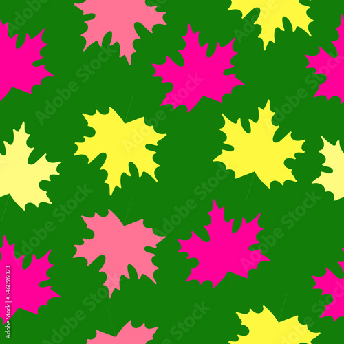 Autumn leaves seamless pattern in vector. Maple leaves colorful print for textile, fabric, wrapping, wallpaper