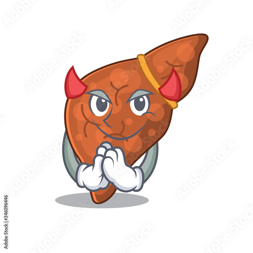 Human fibrosis liver dressed as devil cartoon character design style