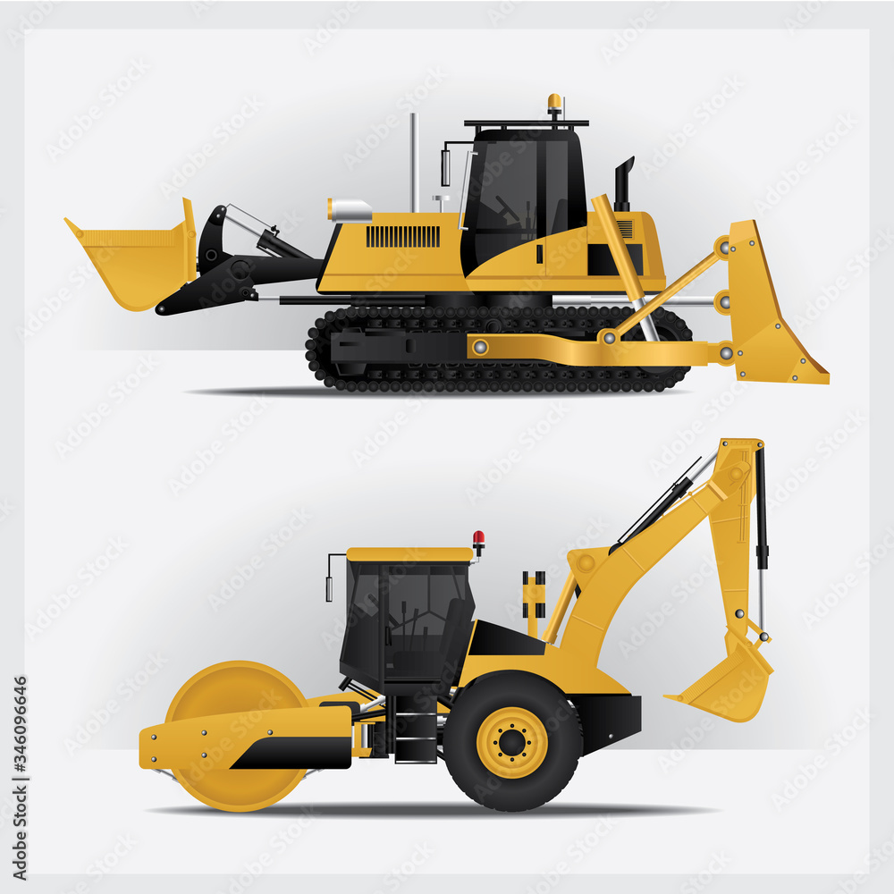 Fototapeta premium Construction Vehicles Vector Illustration