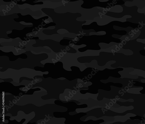 
Black camouflage seamless pattern night background vector illustration.