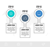 Infographic circular with 3 steps, parts, icons. Flat vector template. Can be used for diagram, business, web, banner, workflow layout, presentations, flow chart, info graph, timeline, levels.