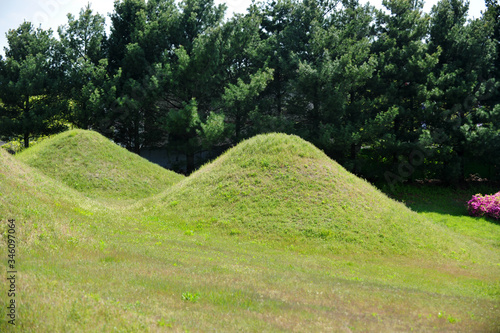 Ancient Tombs at the Silla peroid in Sinsang-ri, Gyeongsan-si, Gyeongsangbuk-do, South Korea. photo