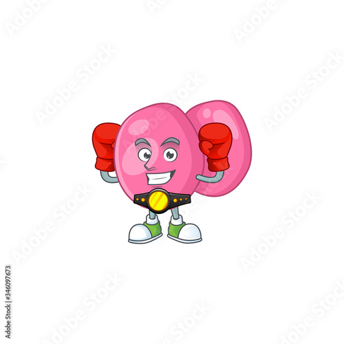 A sporty streptococcus pyogenes boxing athlete cartoon mascot design style