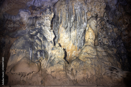 Stalactites and stalagmites in a cave