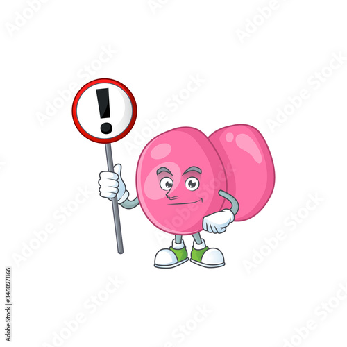 A picture of streptococcus pyogenes cartoon character concept holding a sign