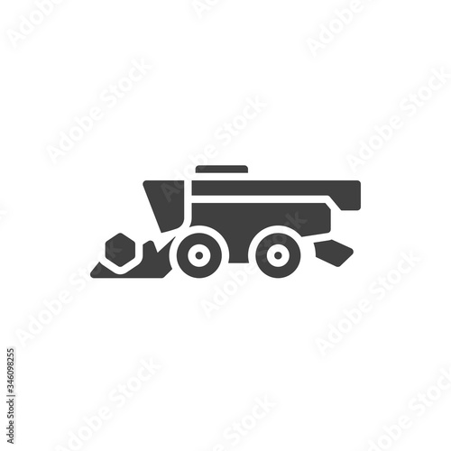 Combine harvester vector icon. filled flat sign for mobile concept and web design. Harvesting machine glyph icon. Symbol, logo illustration. Vector graphics
