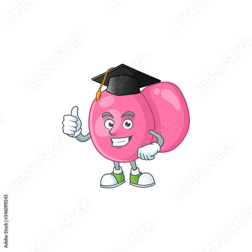 Mascot design concept of streptococcus pyogenes proudly wearing a black Graduation hat. Vector illustration
