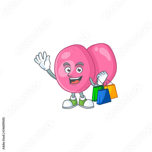 cartoon character concept of rich streptococcus pyogenes with shopping bags