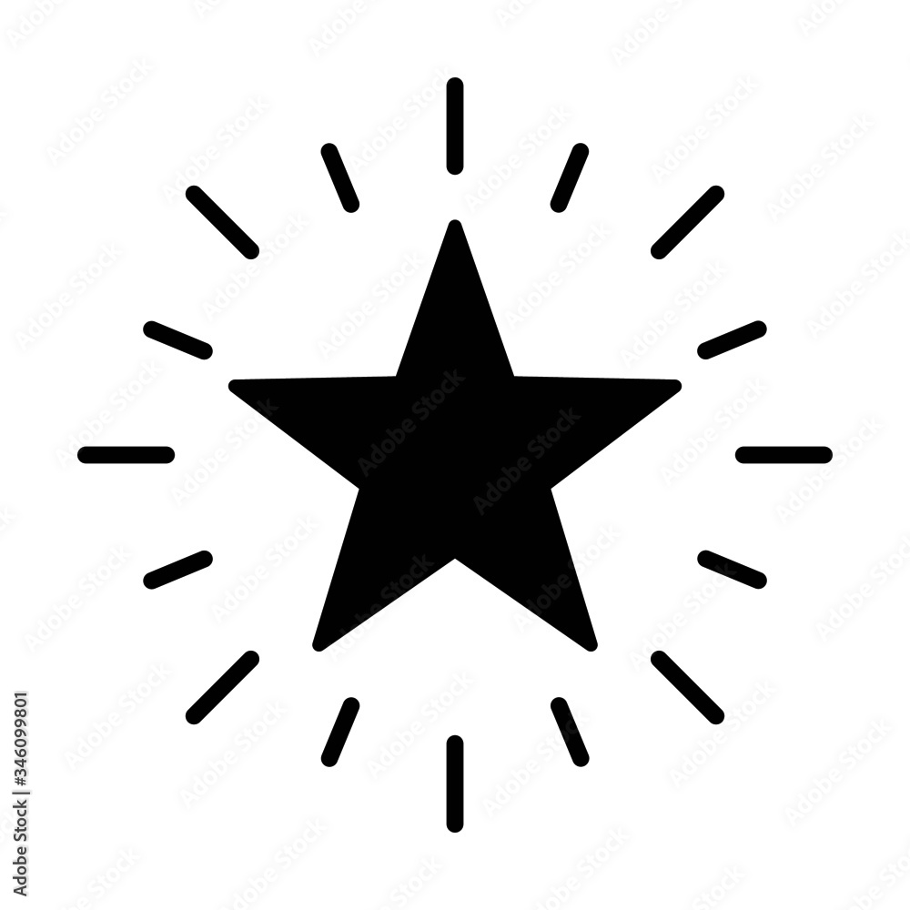 Vector flat style illustration of shining and sparkling star isolated on white background