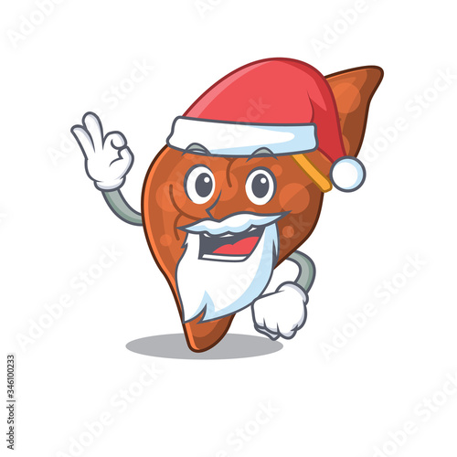 Human fibrosis liver Santa cartoon character with cute ok finger