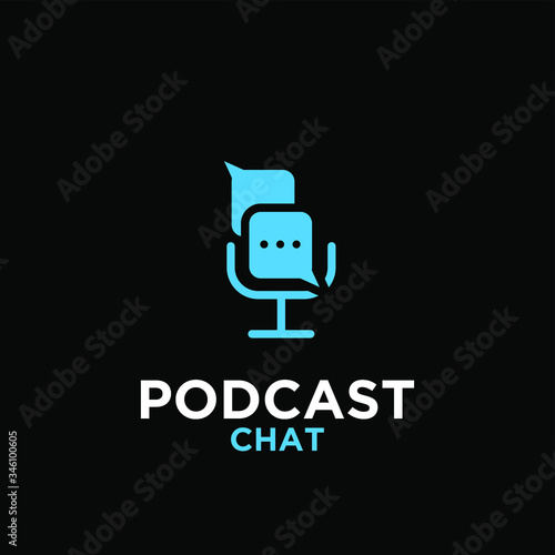 podcast talk bubble chat speak logo icon design vector