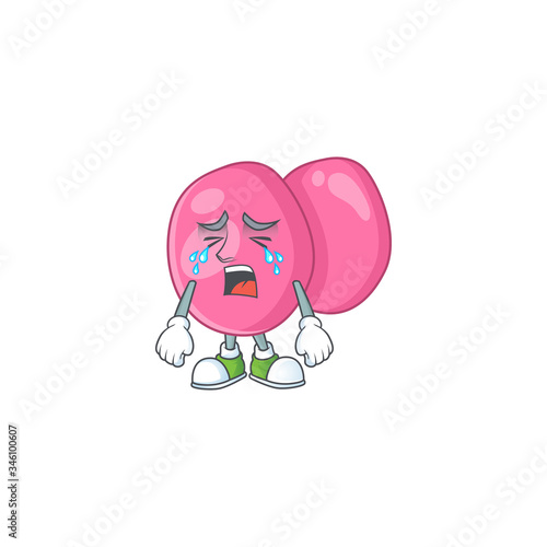 A weeping streptococcus pyogenes cartoon character concept