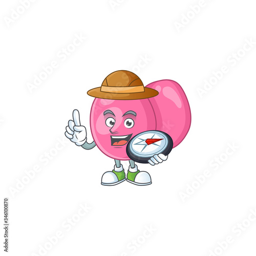 World explorer streptococcus pyogenes cartoon design style using compass