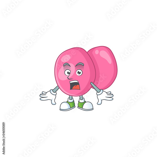 A cartoon design of streptococcus pyogenes showing an amazed gesture