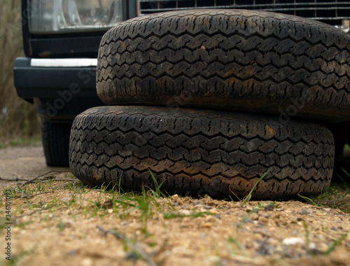 tires in front of a car