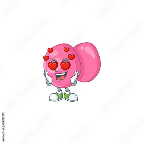 Charming streptococcus pyogenes cartoon character with a falling in love face