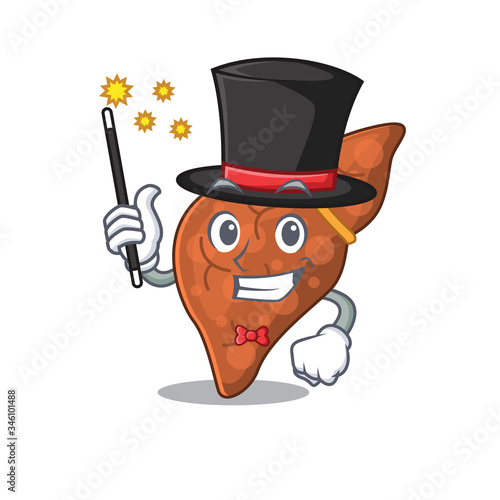 An attractive Magician of human fibrosis liver cartoon design