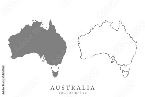 Australian flat or line map. Isolated vector illustration.