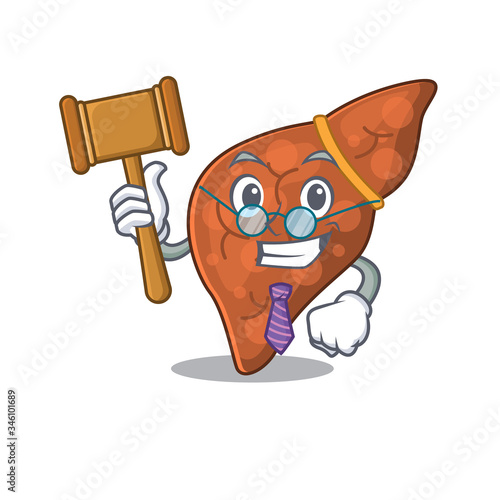 A humble judge of human fibrosis liver cartoon character design wearing glasses